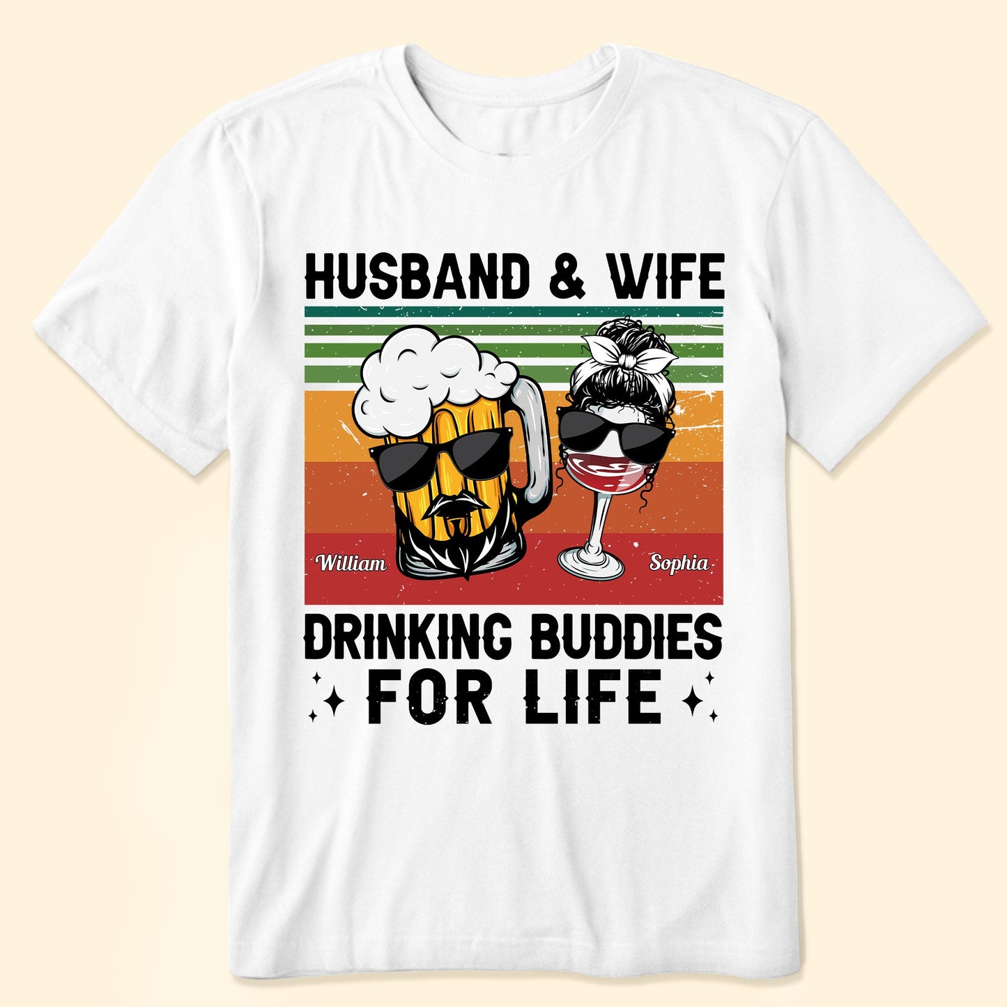 Drinking Buddies For Life - Personalized Matching Couple Shirts