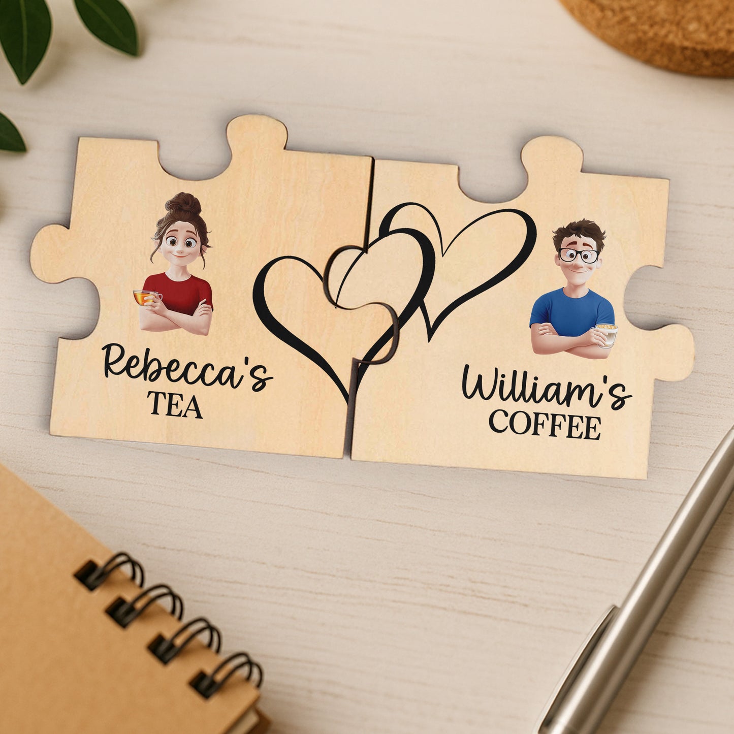Drinking Together Since Anniversary Gifts For Couples - Personalized Wooden Puzzle Coasters
