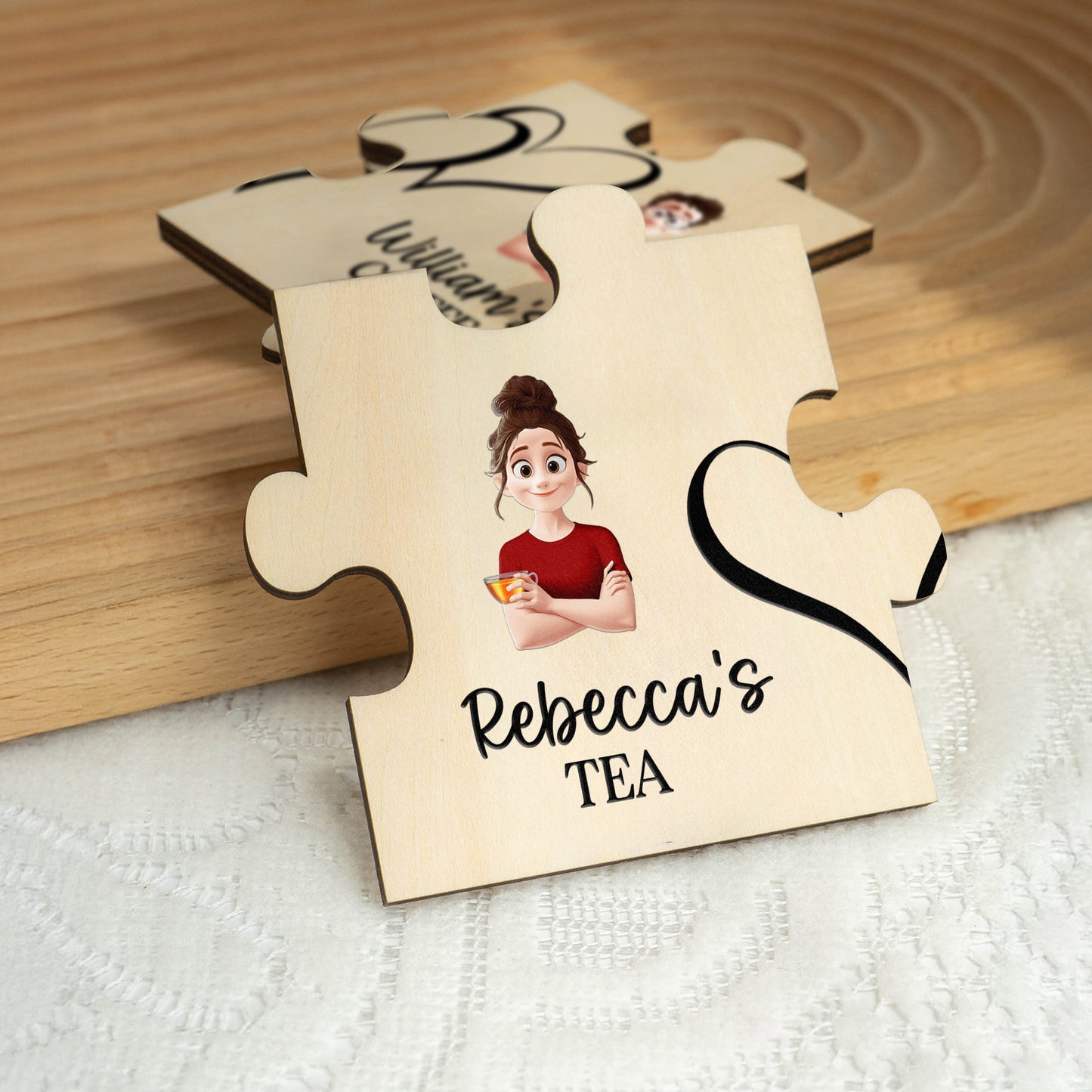 Drinking Together Since Anniversary Gifts For Couples - Personalized Wooden Puzzle Coasters