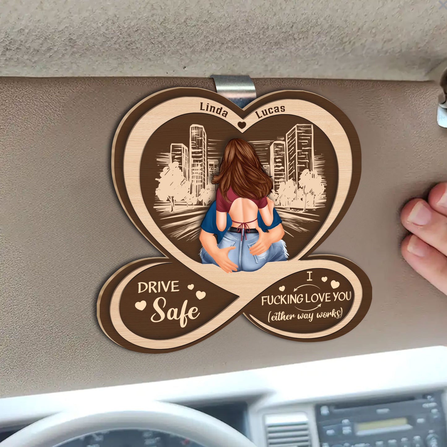 Drive Safe I F*Cking Love You - Personalized Wooden Car Visor Clip