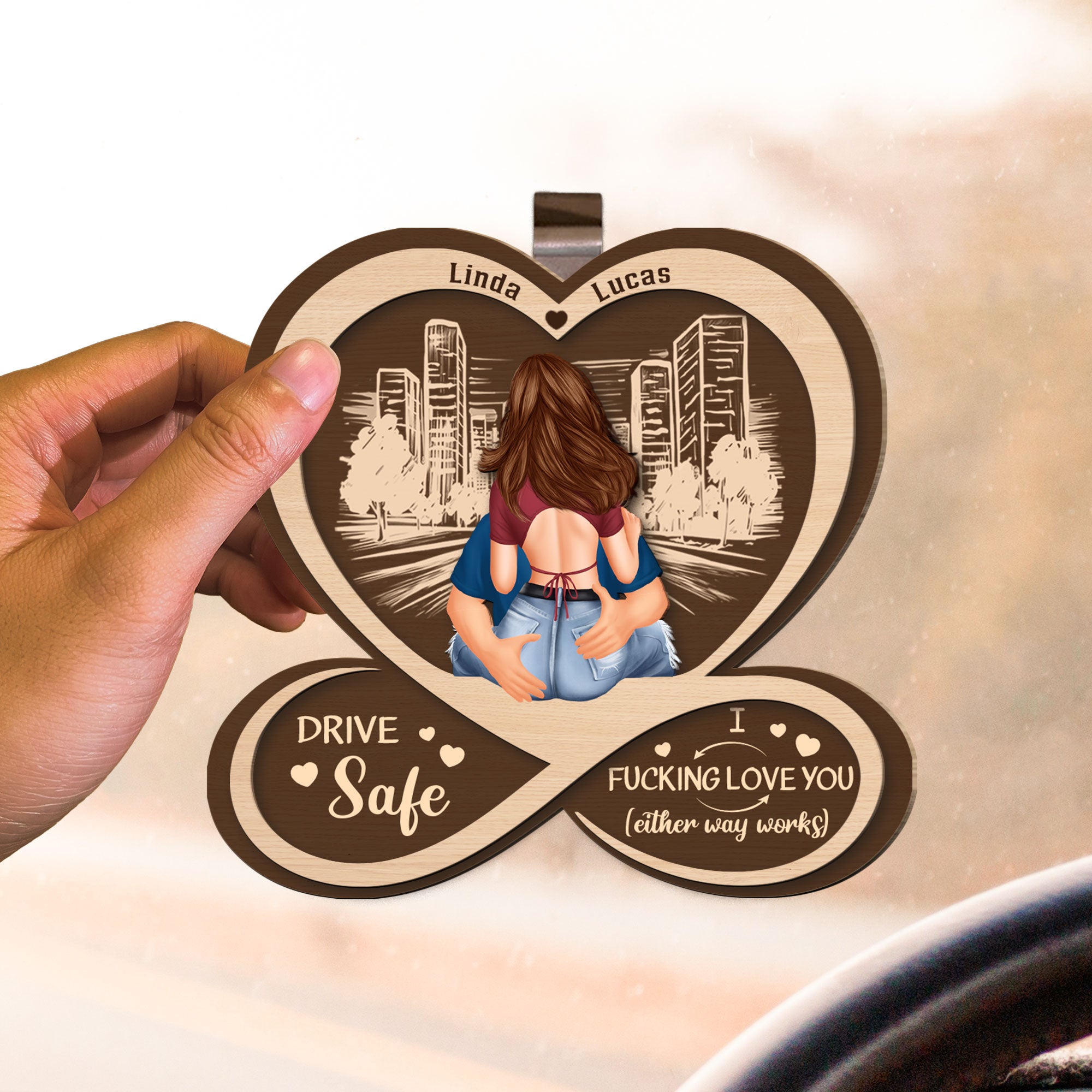 Drive Safe I F*Cking Love You - Personalized Wooden Car Visor Clip