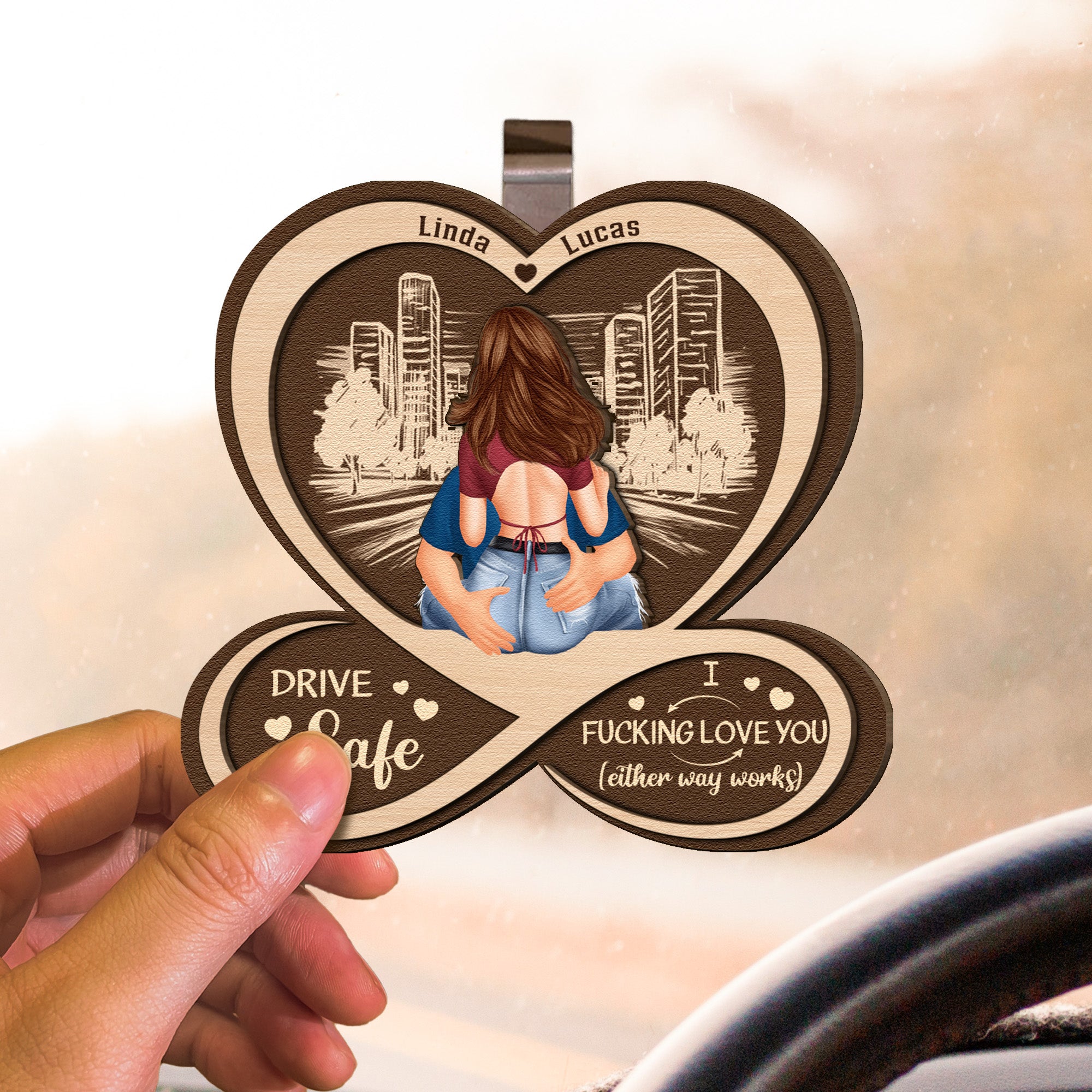 Drive Safe I F*Cking Love You - Personalized Wooden Car Visor Clip