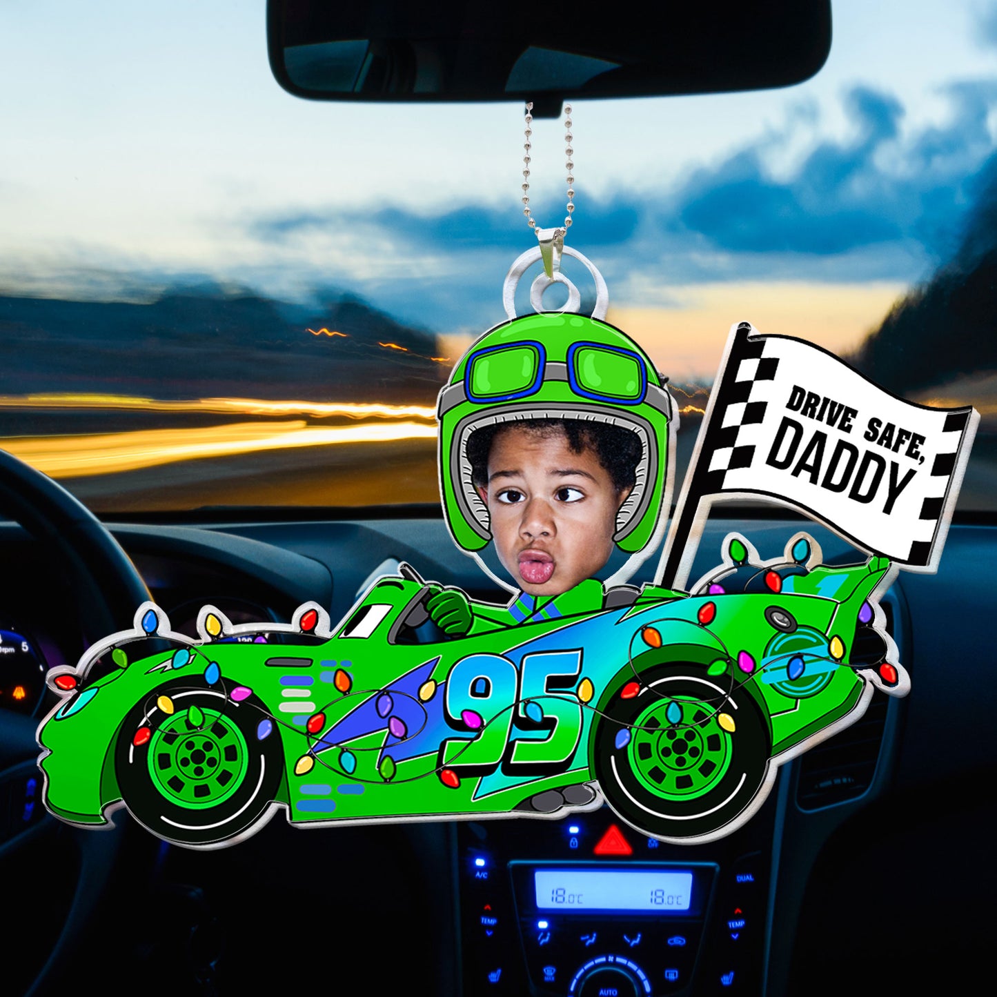 Drive Safe Daddy Custom Face Kid - Personalized Photo Car Ornament