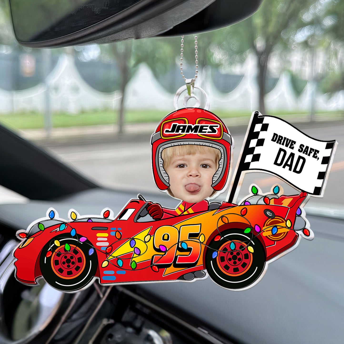 Drive Safe Daddy Custom Face Kid - Personalized Photo Car Ornament