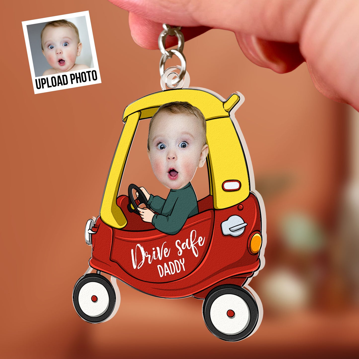 Drive Safe Daddy Custom Face - Personalized Acrylic Photo Keychain