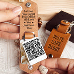 Drive Safe Daddy - Custom QR Code & Photo Gifts - Personalized Leather Photo Keychain