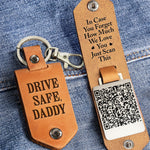 Drive Safe Daddy - Custom QR Code & Photo Gifts - Personalized Leather Photo Keychain