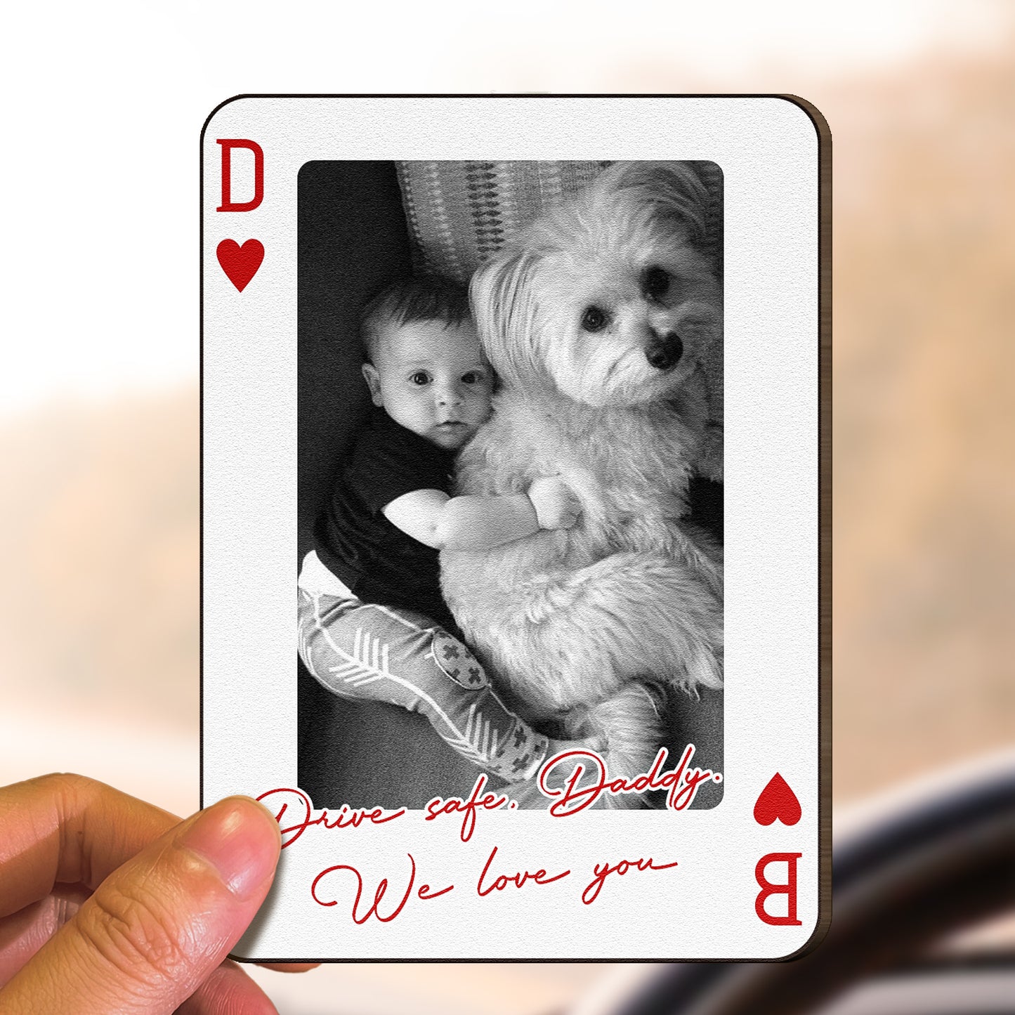 Drive Safe Daddy - Gift For Dad, Husband, Grandpa, Him - Personalized Wooden Photo Car Visor Clip