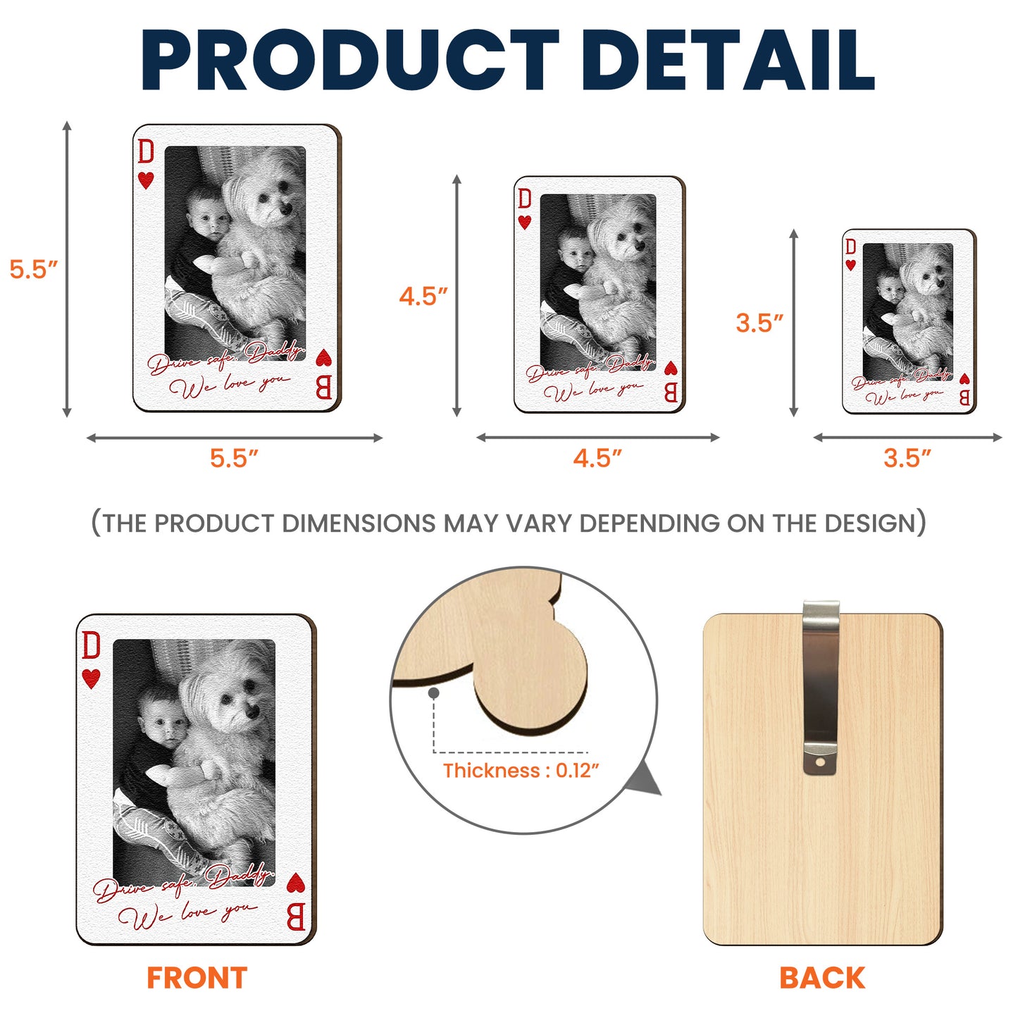 Drive Safe Daddy - Gift For Dad, Husband, Grandpa, Him - Personalized Wooden Photo Car Visor Clip