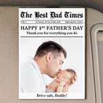 Drive Safe Daddy Happy First Father's Day - Personalized Wooden Photo Car Visor Clip