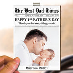 Drive Safe Daddy Happy First Father's Day - Personalized Wooden Photo Car Visor Clip