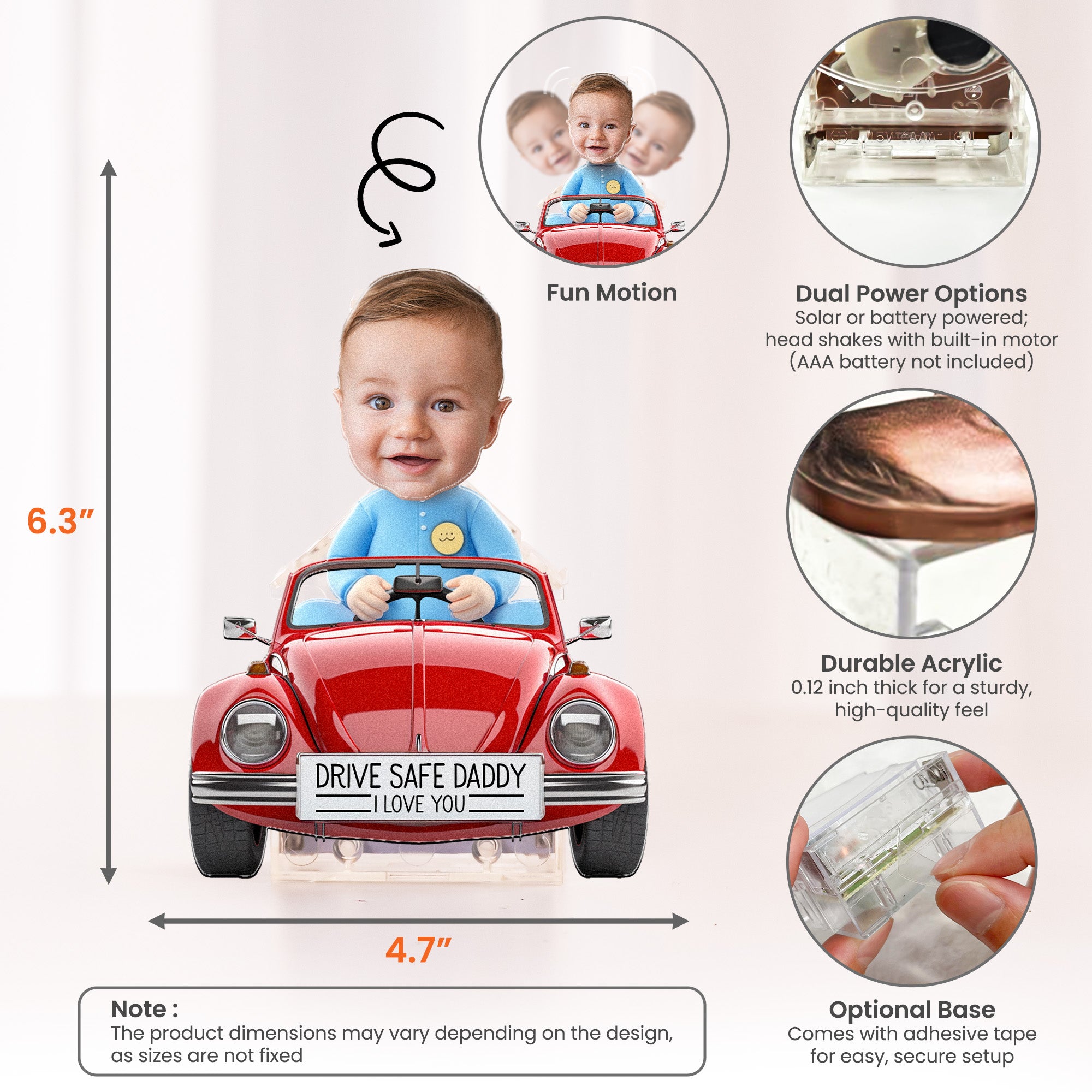 Drive Safe Daddy - Personalized Photo Shaking Head Acrylic Standee