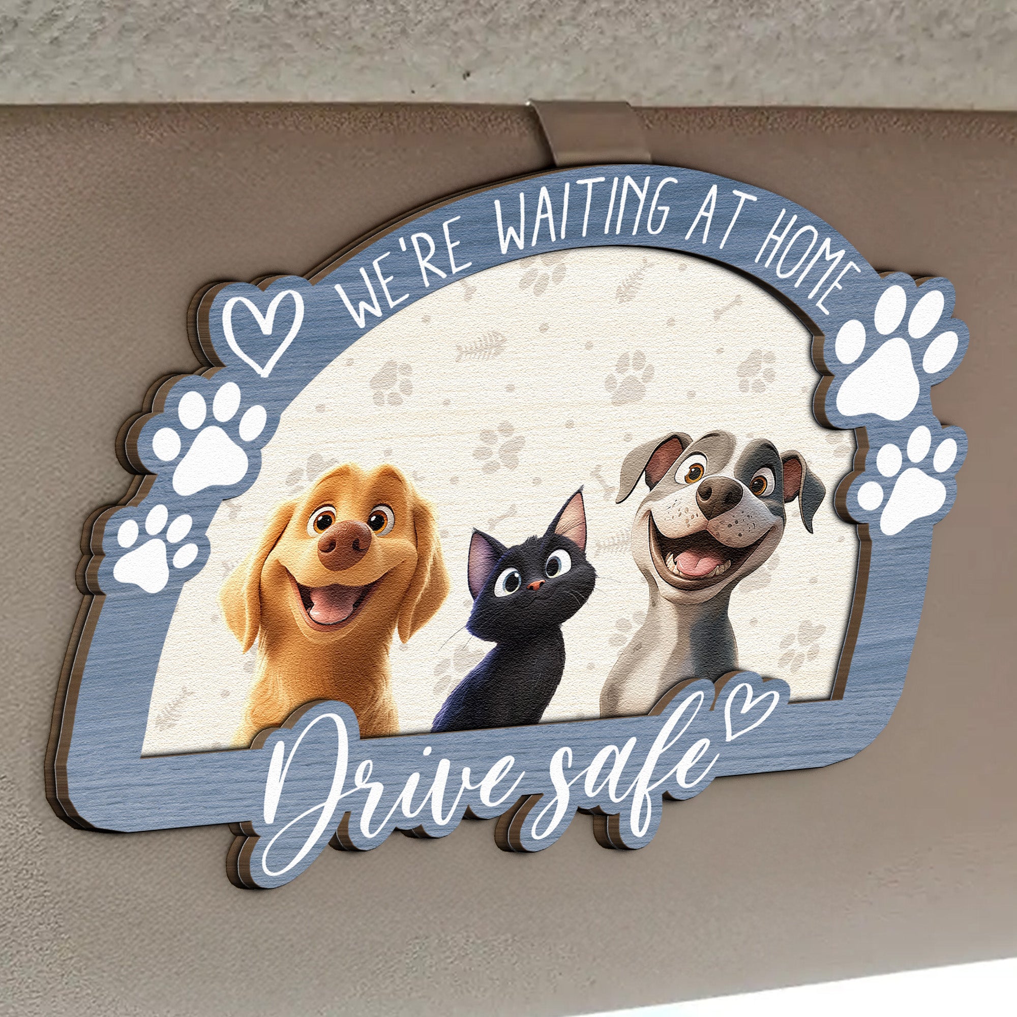 Drive Safe - Dog & Cat Lovers - Personalized Wooden Car Visor Clip