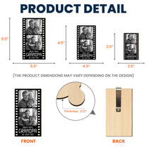 Drive Safe Grandpa We Love You Film Strip - Personalized Wooden Photo Car Visor Clip