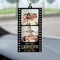 Drive Safe Grandpa We Love You - Personalized Photo Rear View Mirror Accessory