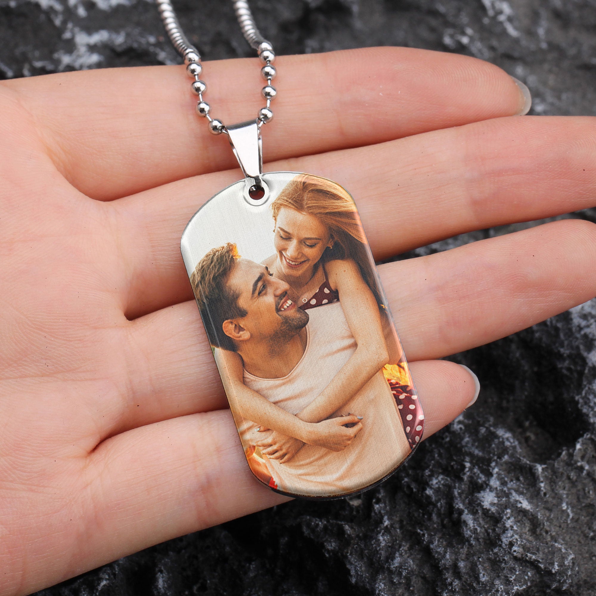 Drive Safe Handsome I Need You Here With Me - Personalized Photo Dog Tag Necklace