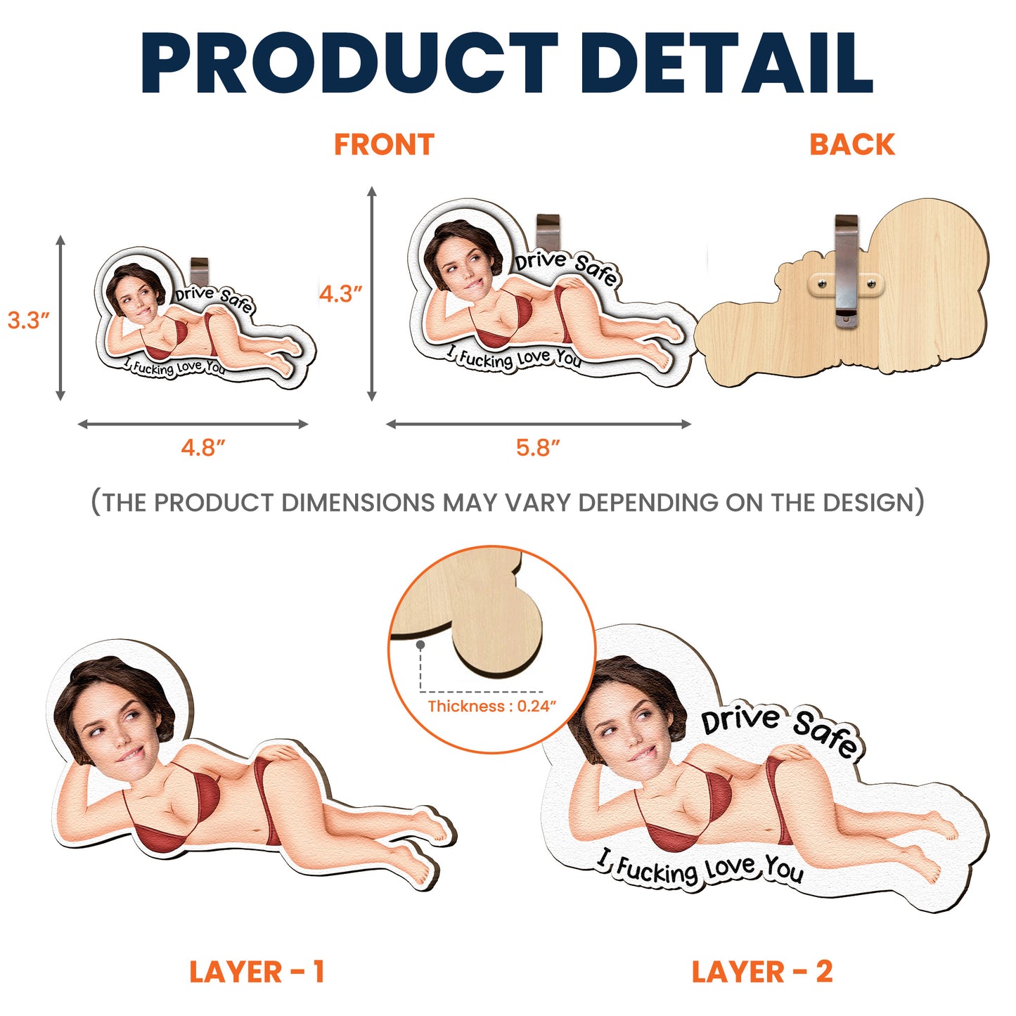 Drive Safe I F*cking Love You - Funny Gifts For Husband, Wife - Personalized Wooden Photo Car Visor Clip - Christmas Gift For Husband