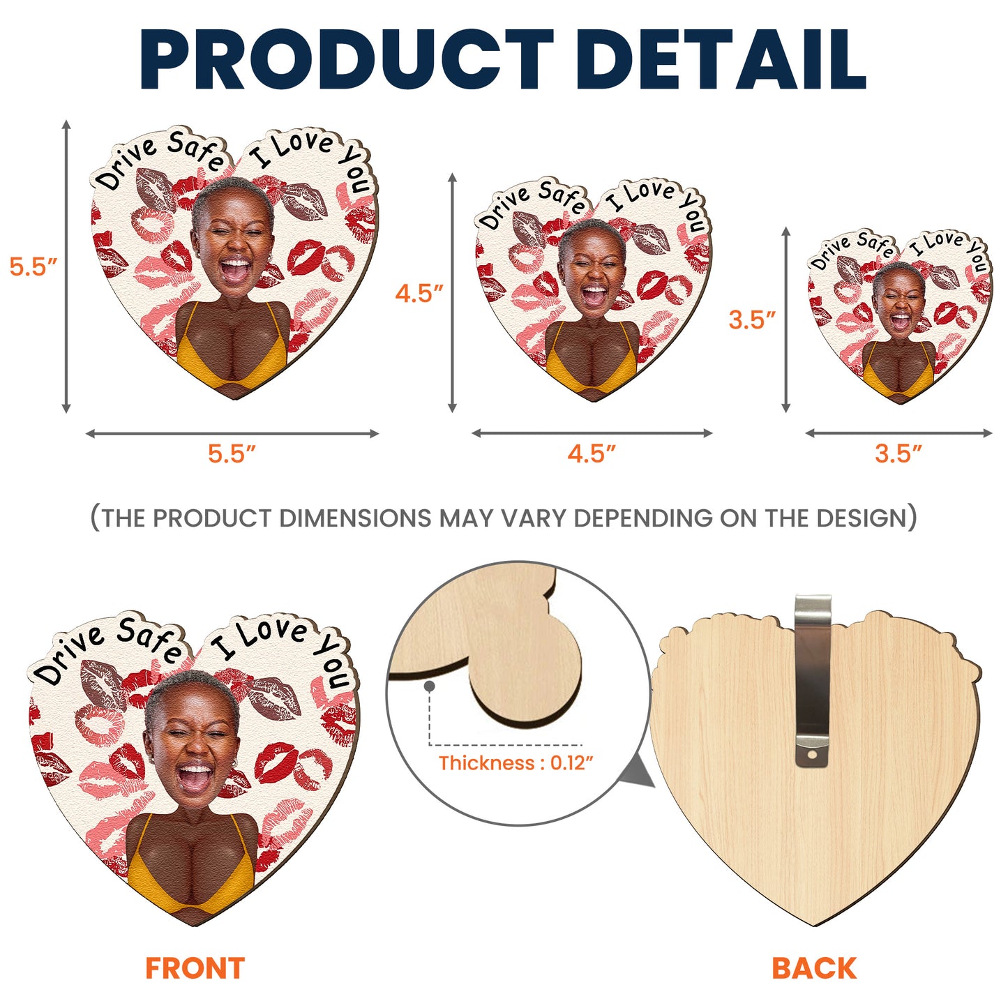 Drive Safe I F^Cking Love You - Funny Gifts For Him - Personalized Wooden Photo Car Visor Clip