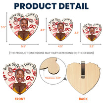 Drive Safe I F^Cking Love You - Funny Gifts For Him - Personalized Wooden Photo Car Visor Clip