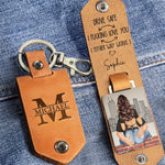 Drive Safe I F*cking Love You (Either Way Workds) - Personalized Leather Keychain