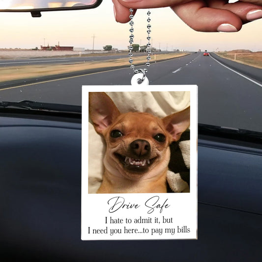 Drive Safe I Hate To Admit It, But I Need You Here - Upload Pet's Photo - Personalized Photo Rear View Mirror Accessory