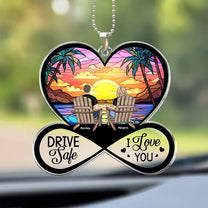 Drive Safe I Love You - Gifts For Husband, Couples - Personalized Rear View Mirror Accessory