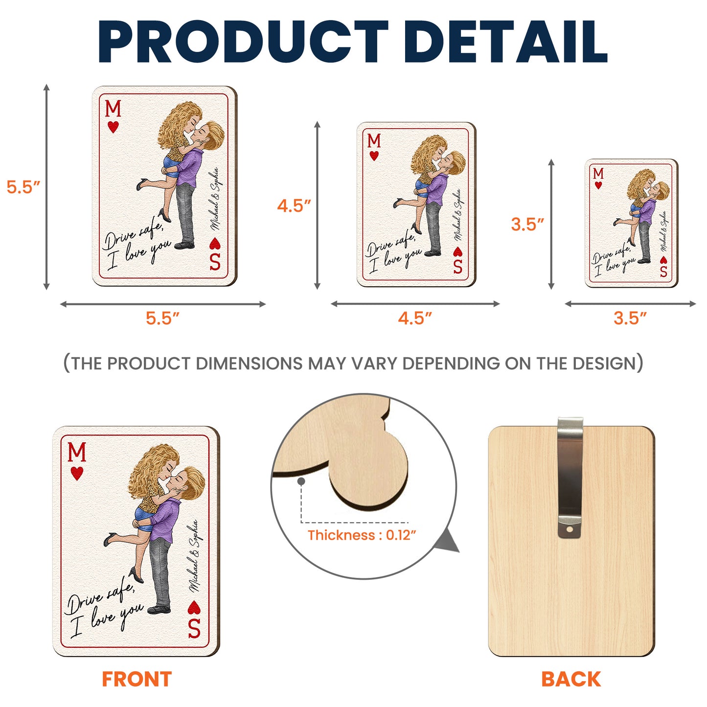 Drive Safe, I Love You Romantic Couple Gift For Him, Gift For Her - Personalized Wooden Car Visor Clip