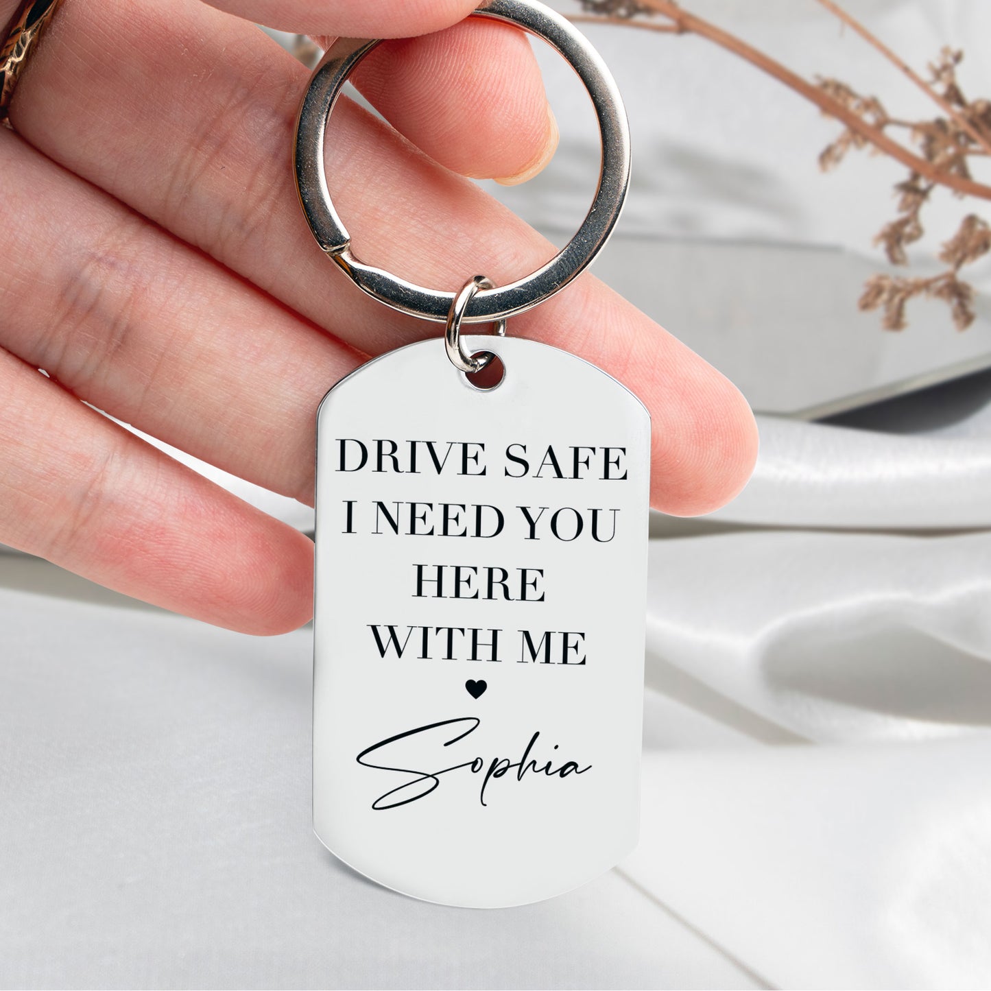 Drive Safe I Need You Here - Personalized Stainless Steel Photo Keychain