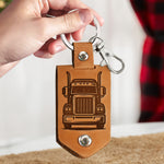 Drive Safe I Trucking Love You - Personalized Leather Photo Keychain