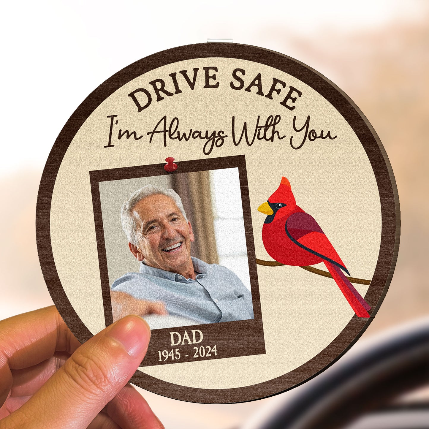 Drive Safe I'm Always With You - Personalized Wooden Car Visor Clip
