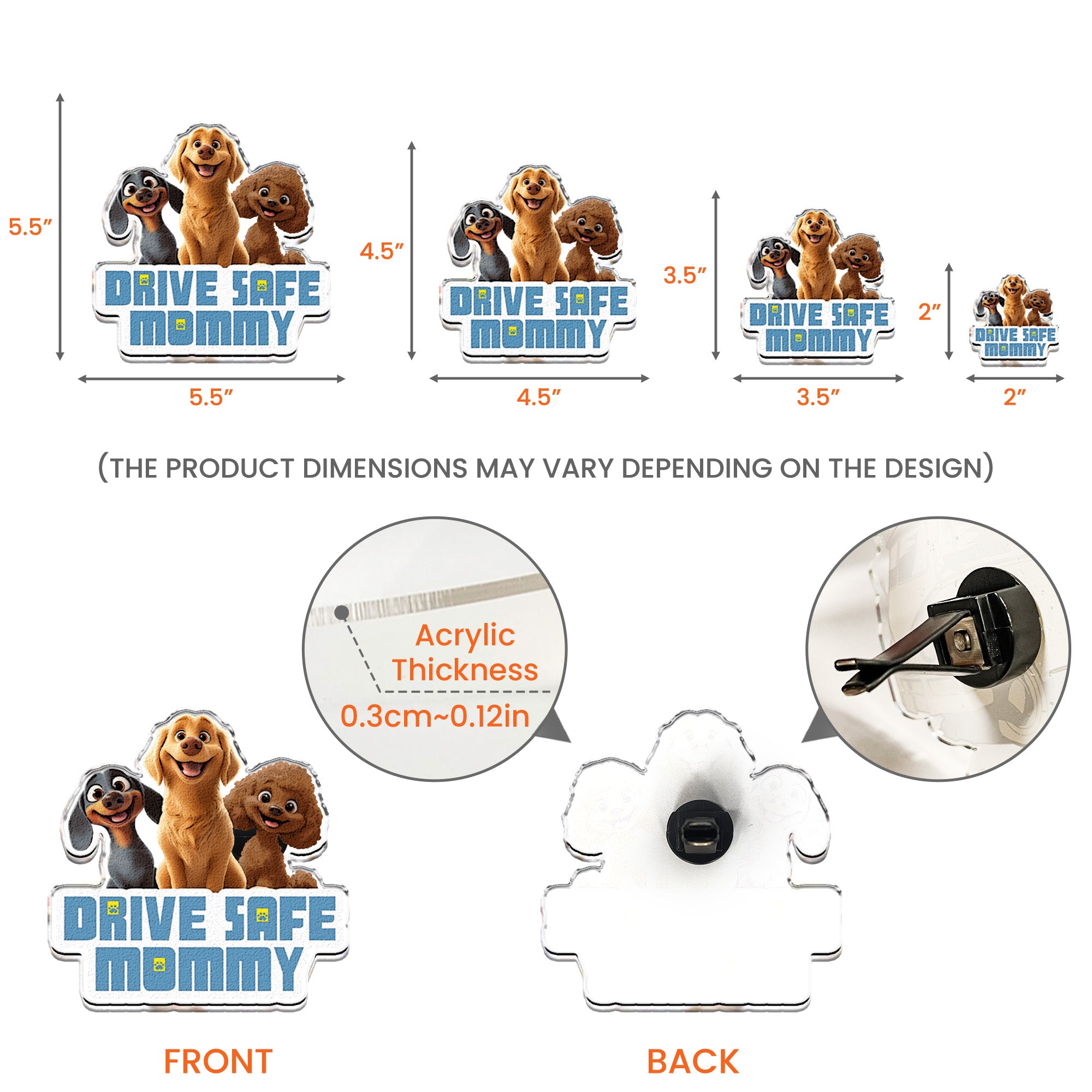 Drive Safe Mommy - Dog Mom, Dog Dad - Personalized Acrylic Car Vent Clip