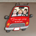 Drive Safe Mommy We Love You - Personalized Wooden Photo Car Visor Clip