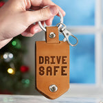 Drive Safe - Personalized Leather Photo Keychain