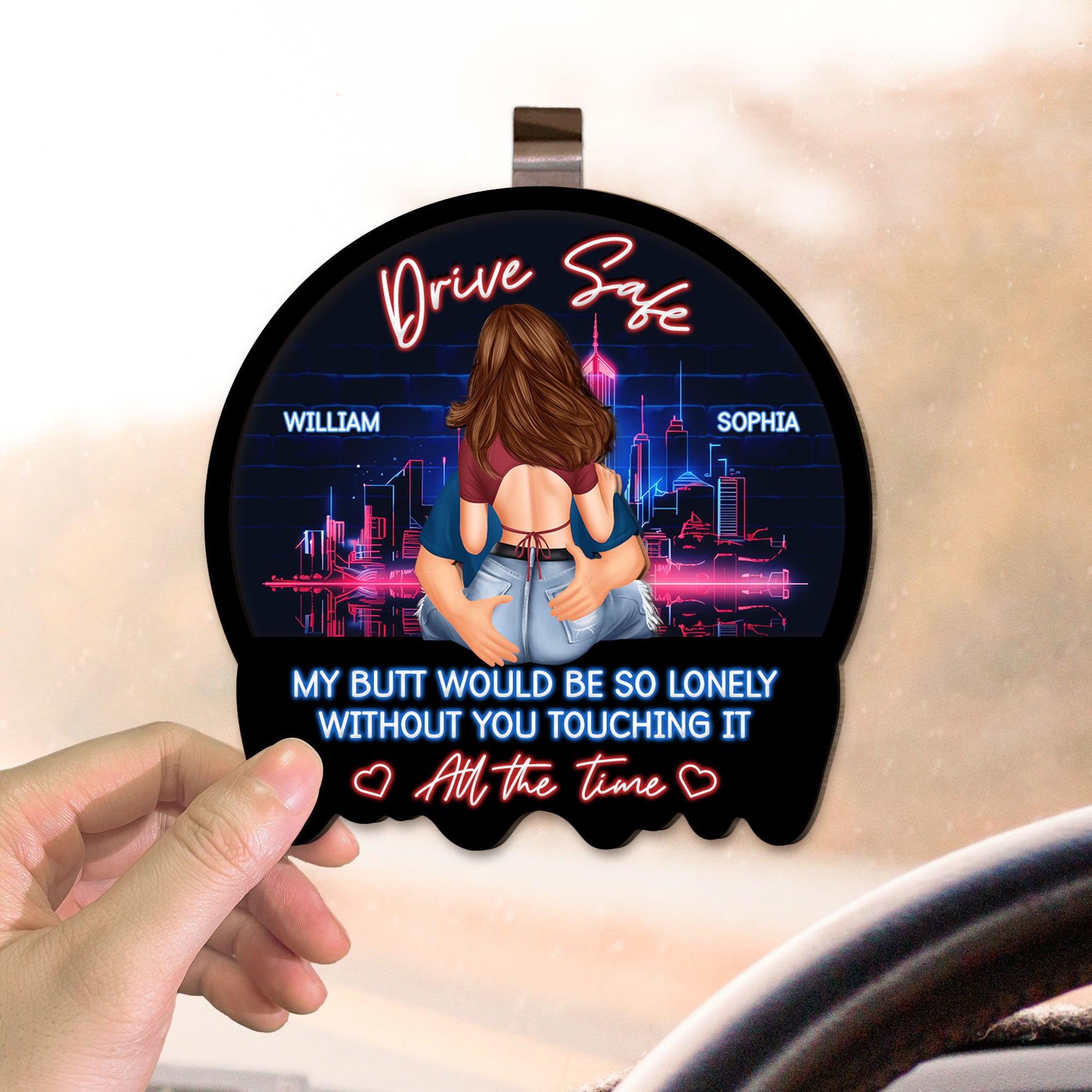 Drive Safe - Valentines Day Gifts For Husband, Boyfriend - Personalized Wooden Car Visor Clip