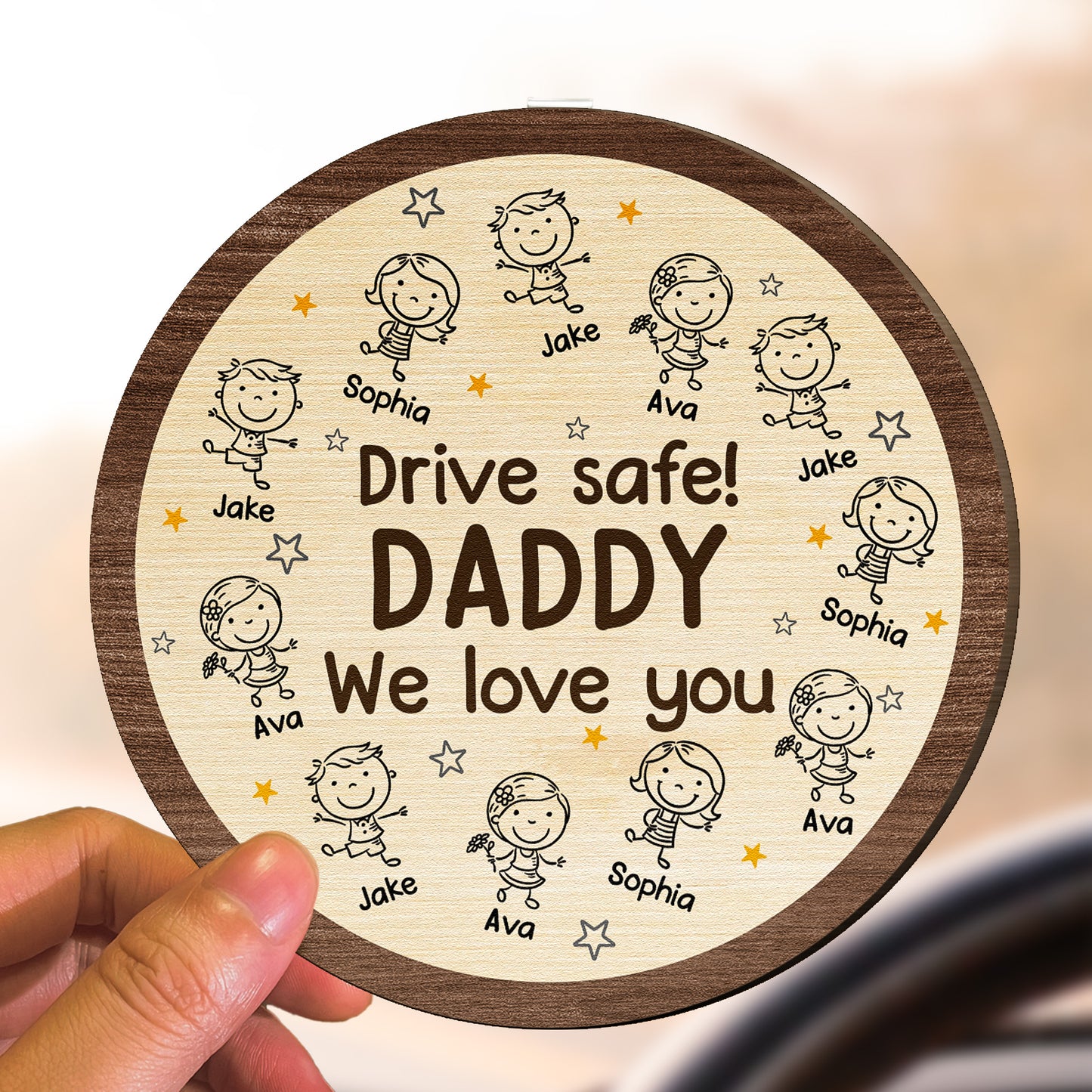 Drive Safe We Love You - Personalized Wooden Car Visor Clip