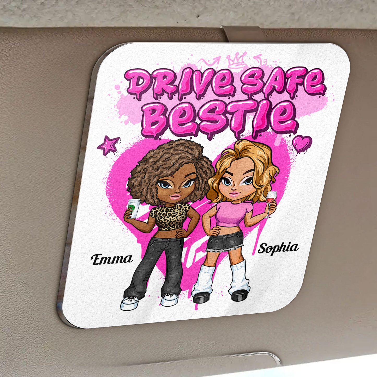 Drive Safe, Bestie - Personalized Acrylic Visor Clip