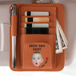 Drive Safe, Daddy - Personalized Photo Leather Car Visor Organizer