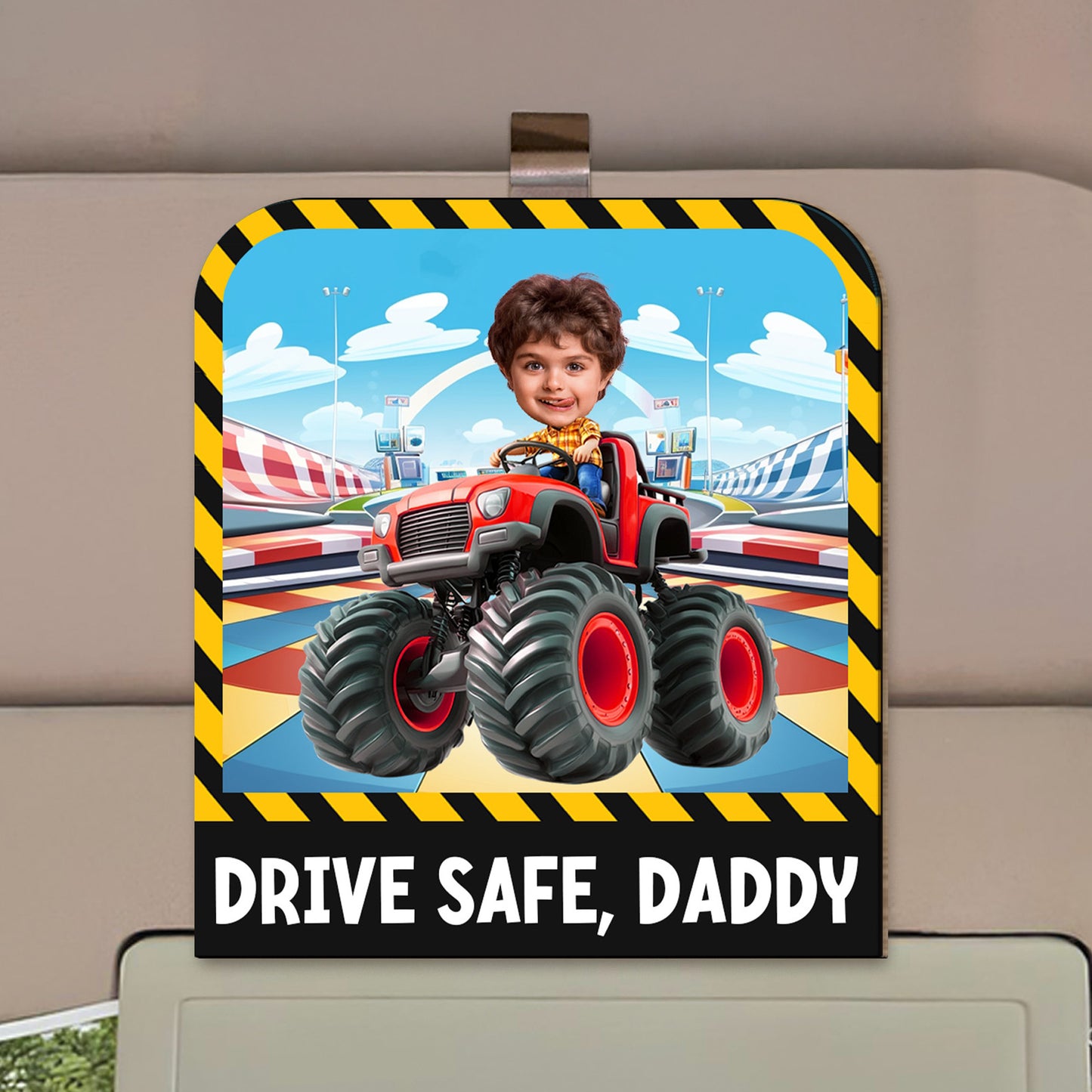 Drive Safe, Daddy - Personalized Photo Wooden Car Visor Clip