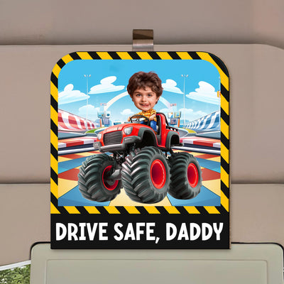 Drive Safe, Daddy - Personalized Wooden Photo Car Visor Clip