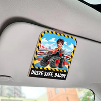 Drive Safe, Daddy - Personalized Photo Wooden Car Visor Clip