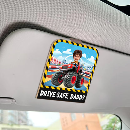 Drive Safe, Daddy - Personalized Wooden Photo Car Visor Clip