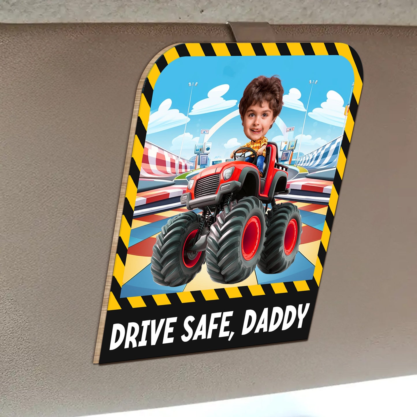 Drive Safe, Daddy - Personalized Photo Wooden Car Visor Clip