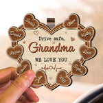 Drive Safe, Grandma We Love You - Personalized Wooden Car Visor Clip