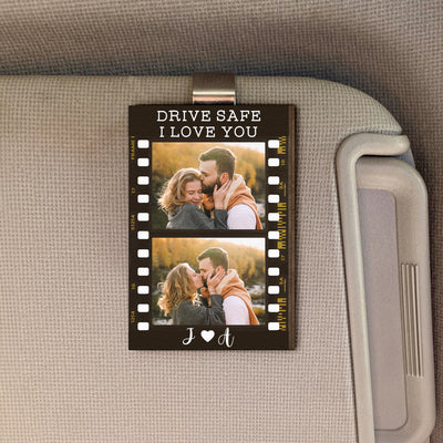 Drive Safe, I Love You - Personalized Wooden Photo Car Visor Clip