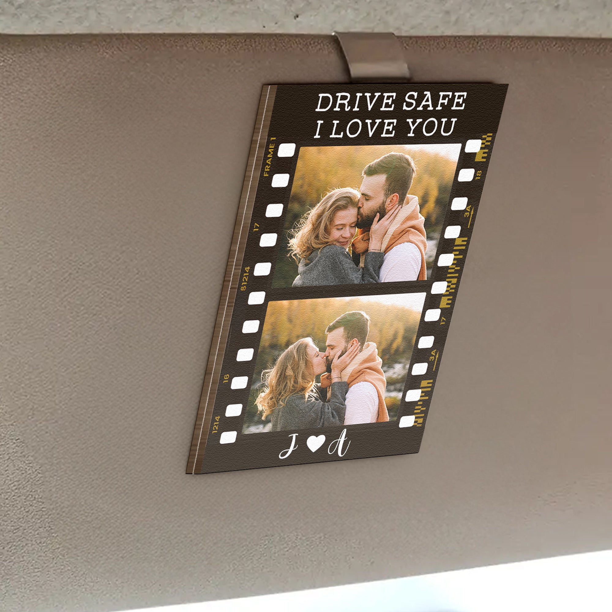 Drive Safe, I Love You - Personalized Wooden Photo Car Visor Clip