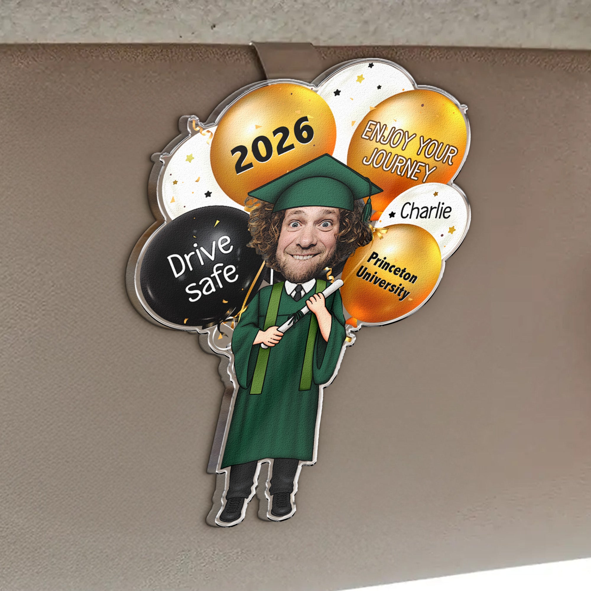 Drive Safely And Enjoy Your Journey Graduation Gift - Personalized Acrylic Photo Visor Clip