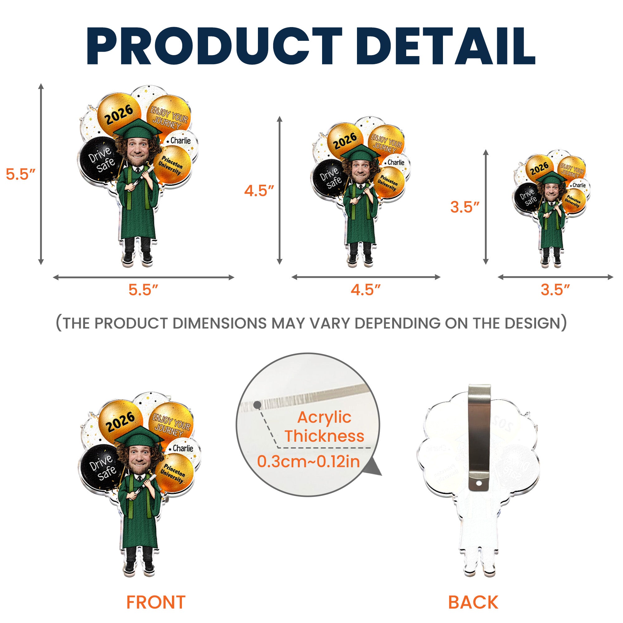 Drive Safely And Enjoy Your Journey Graduation Gift - Personalized Acrylic Photo Visor Clip