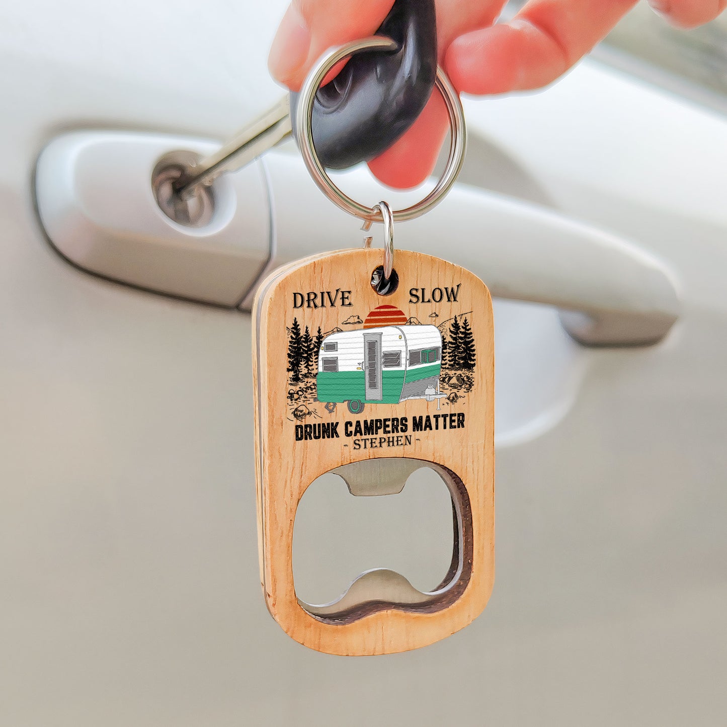 Drive Slow - Personalized Bottle Opener Keychain