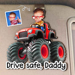 Drive-Safe,-Daddy,-Papa,-Mommy,-Grandma-Custom-Kids'-Face-Monster-Truck-Personalized-Car-Visor-Clip-2