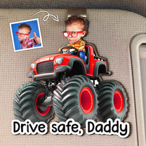 Drive-Safe,-Daddy,-Papa,-Mommy,-Grandma-Custom-Kids'-Face-Monster-Truck-Personalized-Car-Visor-Clip-2